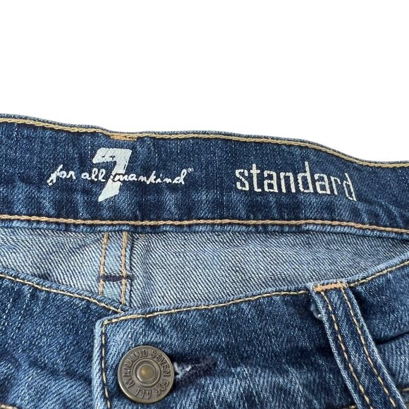 7 For All‎ Mankind Button Fly Denim Blue Jeans Size 32X33 Straight Leg - Picture 5 of 8